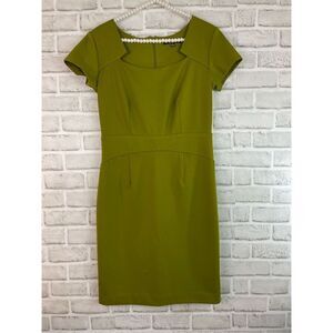 Adrienne Vittadini Women's Green Cap Sleeves Sheath Mini Dress Size 6  Fall Look